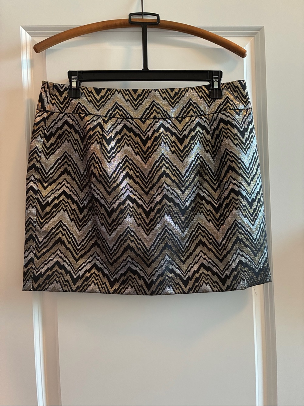 Trina Turk Black and Silver Chevron Mini Skirt